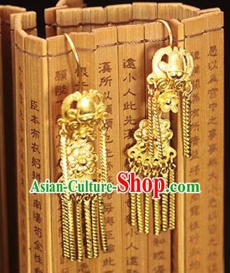 Chinese Traditional Ming Dynasty Court Lady Golden Earrings Ancient Empress Ear Accessories