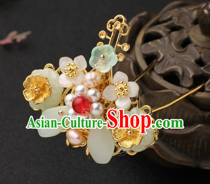 China Traditional Hanfu Flowers Hair Crown Ancient Princess Hair Accessories Golden Hairpin