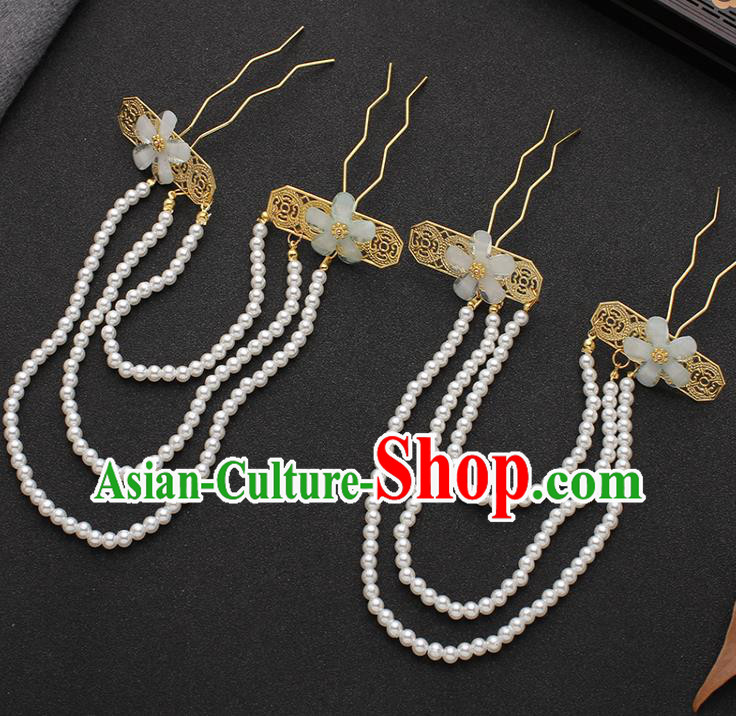 China Traditional Hanfu Golden Hair Sticks Ancient Tang Dynasty Palace Lady Hairpin
