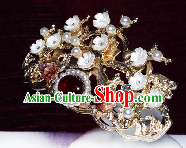 China Ancient Ming Dynasty Princess Hairpin Traditional Hanfu Plum Blossom Hair Crown