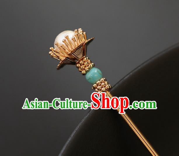 China Traditional Hanfu Pearl Hair Stick Ancient Song Dynasty Princess Hairpin