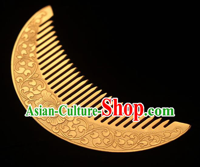 China Tang Dynasty Hairpin Traditional Hair Accessories Ancient Empress Golden Hair Comb
