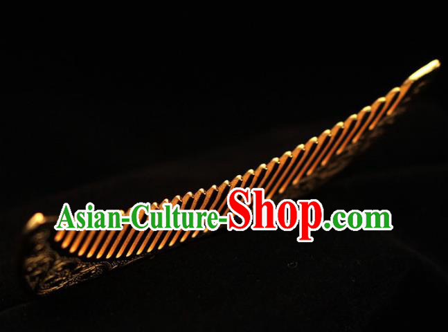 China Tang Dynasty Hairpin Traditional Hair Accessories Ancient Empress Golden Hair Comb