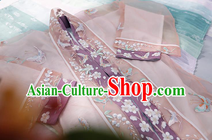 China Ancient Noble Lady Historical Clothing Traditional Song Dynasty Young Beauty Embroidered Costumes