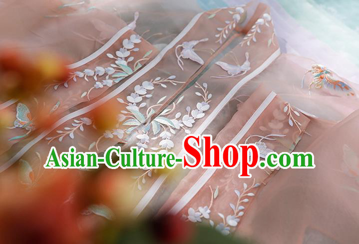 China Ancient Noble Lady Historical Clothing Traditional Song Dynasty Young Beauty Embroidered Costumes