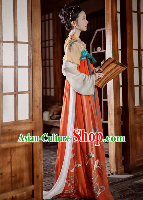 China Traditional Tang Dynasty Palace Lady Historical Costume Ancient Royal Princess Hanfu Clothing