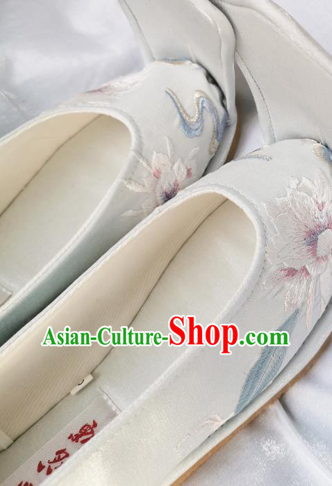 Handmade Chinese Traditional Hanfu Shoes Embroidered Epiphyllum Shoes Princess Shoes