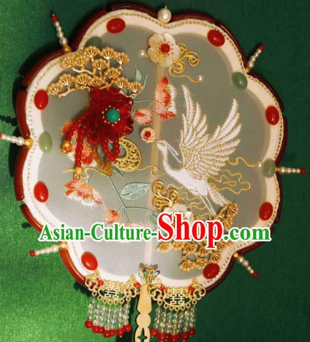 Chinese Ancient Princess Palace Fan Traditional Wedding Embroidered Silk Fan