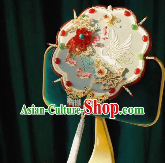 Chinese Ancient Princess Palace Fan Traditional Wedding Embroidered Silk Fan