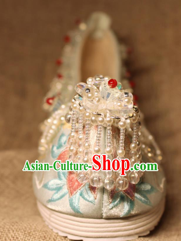 Chinese Embroidered Shoes Handmade Satin Shoes Traditional Ming Dynasty Princess Shoes