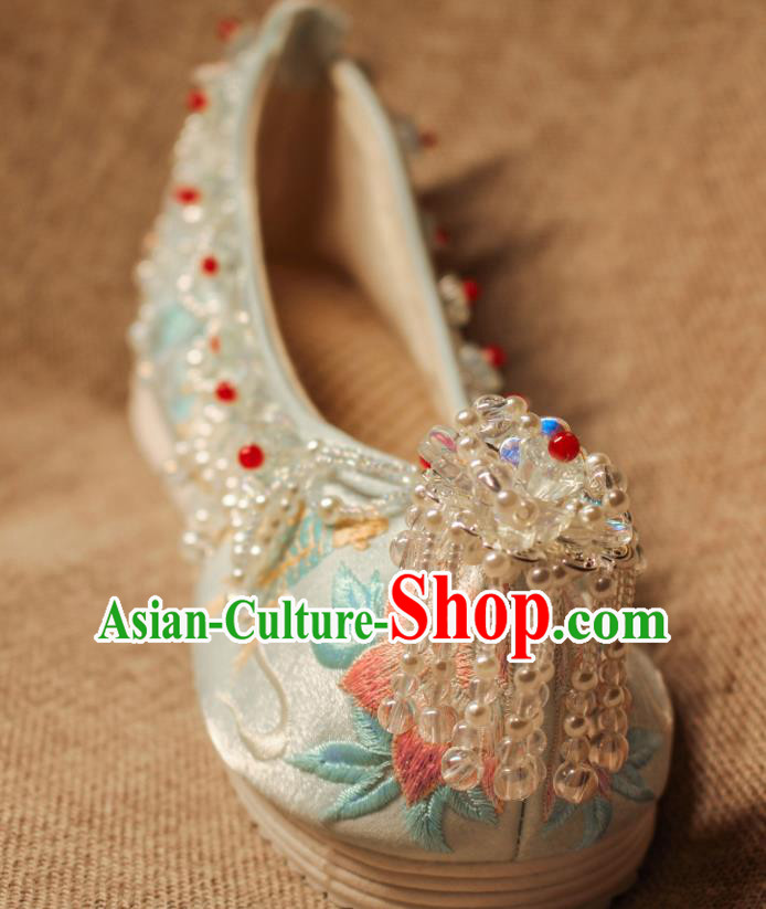 Chinese Embroidered Shoes Handmade Satin Shoes Traditional Ming Dynasty Princess Shoes