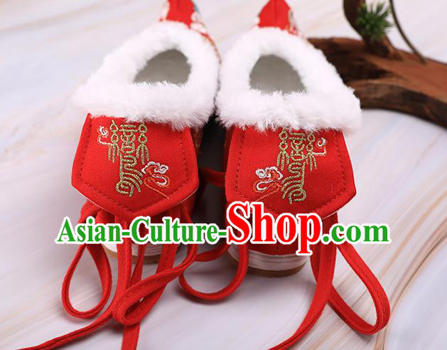 Chinese Traditional Hanfu Shoes Ancient Princess Shoes Handmade Embroidered Phoenix Red Shoes