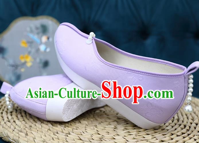 Chinese Traditional Song Dynasty Violet Shoes Hanfu Shoes Ancient Princess Shoes