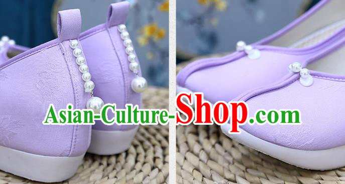 Chinese Traditional Song Dynasty Violet Shoes Hanfu Shoes Ancient Princess Shoes