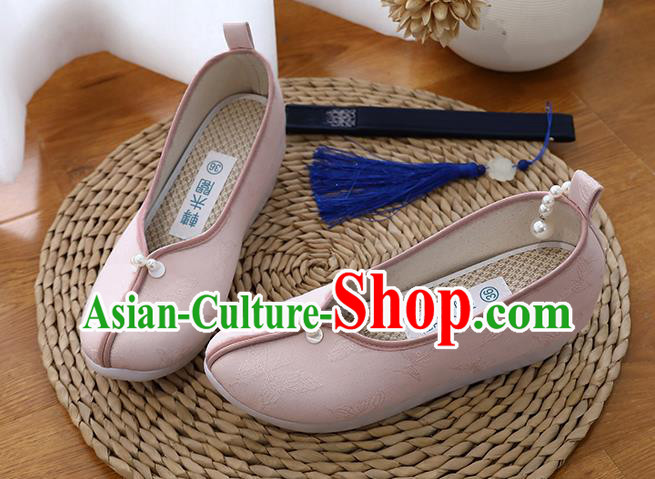 Chinese Classical Butterfly Pattern Pink Shoes Traditional Song Dynasty Princess Shoes Hanfu Shoes