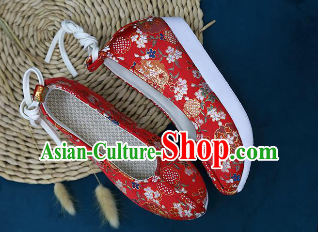 Chinese Classical Red Brocade Shoes Hanfu Shoes Traditional Wedding Shoes