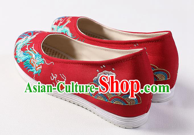 Chinese Handmade Hanfu Wedding Shoes Classical Embroidered Red Shoes Traditional Women Shoes