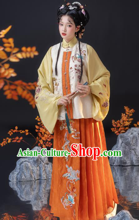 Ancient China Ming Dynasty Historical Costumes Traditional Embroidered Hanfu Dress Noble Female Clothing
