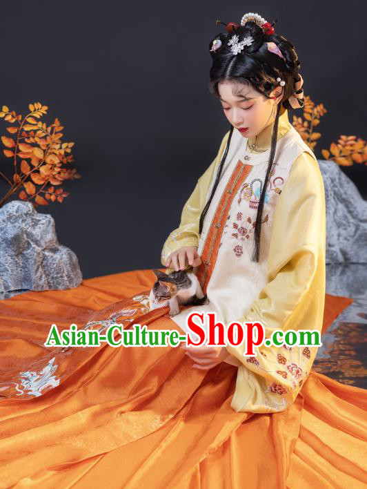 Ancient China Ming Dynasty Historical Costumes Traditional Embroidered Hanfu Dress Noble Female Clothing