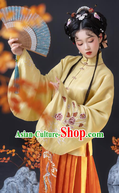 Ancient China Ming Dynasty Historical Costumes Traditional Embroidered Hanfu Dress Noble Female Clothing