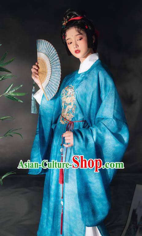 China Ancient Ming Dynasty Court Maid Historical Costumes Traditional Embroidered Hanfu Dress Clothing