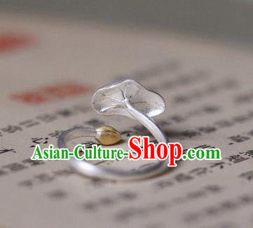 China Ancient Qing Dynasty Golden Lotus Leaf Circlet Traditional Court Pearl Ring