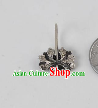 China National Silver Earrings Traditional Cheongsam Blueing Peony Ear Accessories