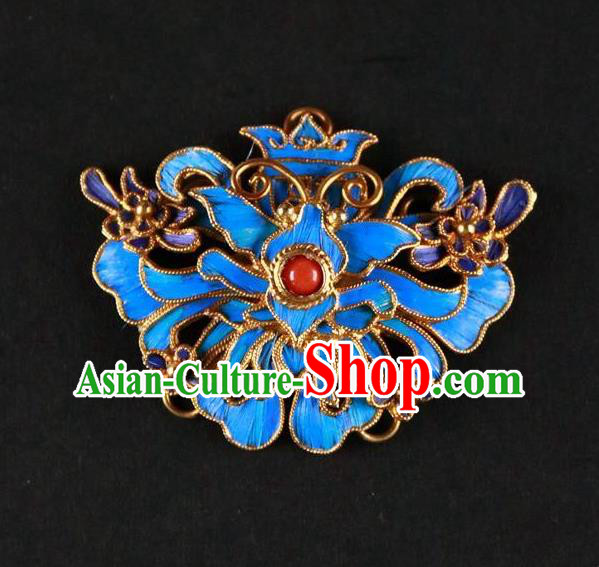 China Ancient Empress Jewelry Accessories Traditional Qing Dynasty Court Blueing Brooch