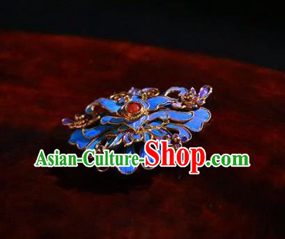 China Ancient Empress Jewelry Accessories Traditional Qing Dynasty Court Blueing Brooch