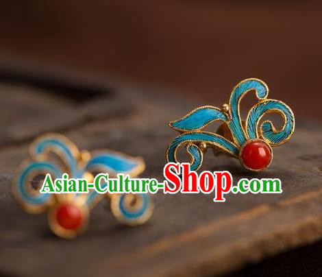 China National Orchids Earrings Traditional Qing Dynasty Empress Ear Accessories