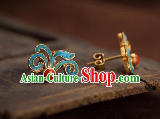 China National Orchids Earrings Traditional Qing Dynasty Empress Ear Accessories