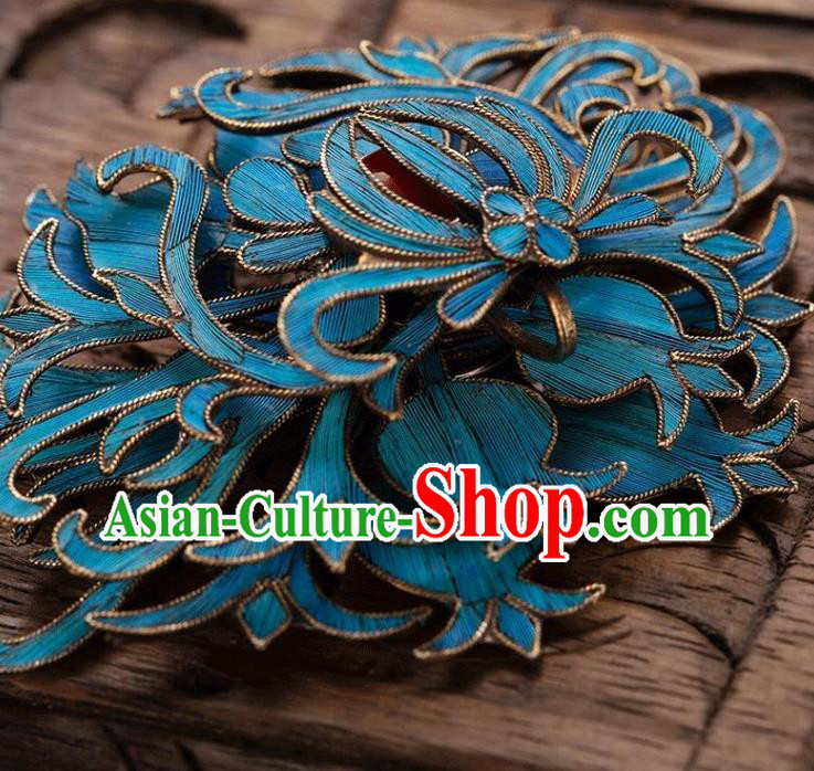 China Ancient Empress Ruby Jewelry Accessories Traditional Qing Dynasty Court Cloisonne Brooch