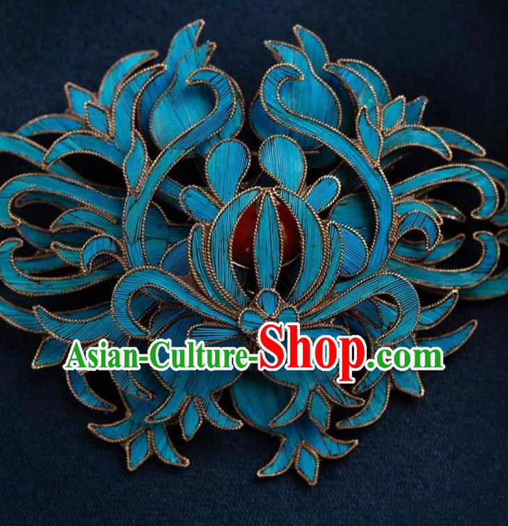 China Ancient Empress Ruby Jewelry Accessories Traditional Qing Dynasty Court Cloisonne Brooch