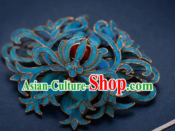 China Ancient Empress Ruby Jewelry Accessories Traditional Qing Dynasty Court Cloisonne Brooch