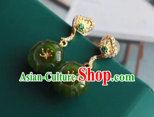 China Traditional Cheongsam Crystal Ear Accessories National Qing Dynasty Court Jade Plum Earrings