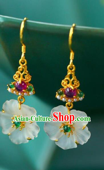 China Traditional Cheongsam Amethyst Ear Accessories National Wedding Plum Blossom Earrings