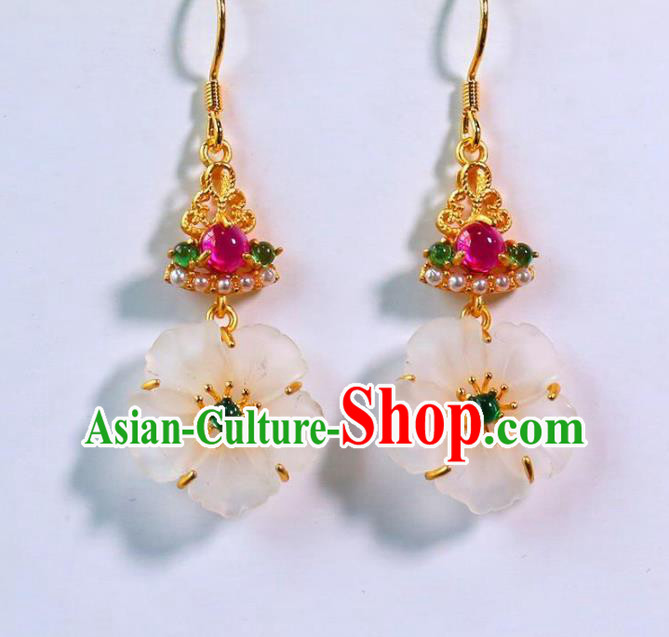 China Traditional Cheongsam Amethyst Ear Accessories National Wedding Plum Blossom Earrings