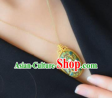 China Handmade Jade Necklace Pendant Jewelry Accessories Traditional Qing Dynasty Pearls Necklet