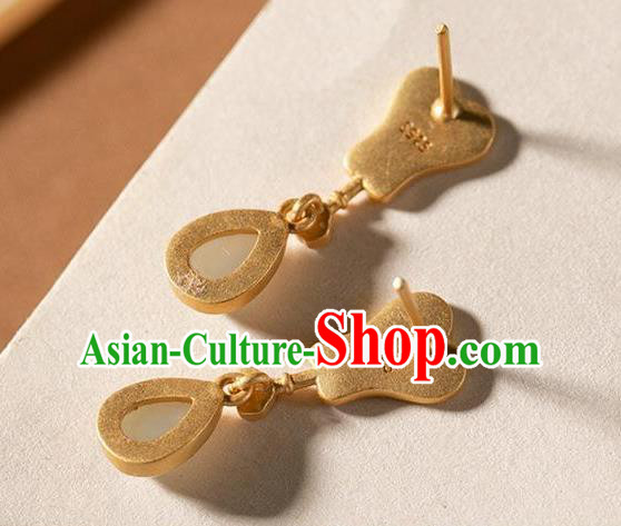 China National Cloisonne Palm Leaf Earrings Traditional Cheongsam Jade Ear Accessories