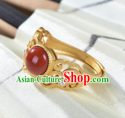 Chinese Handmade Golden Ring Jewelry Accessories Classical Court Kallaite Circlet
