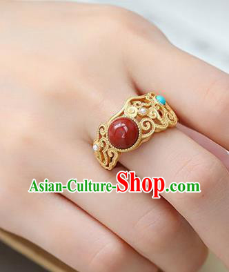 Chinese Handmade Golden Ring Jewelry Accessories Classical Court Kallaite Circlet