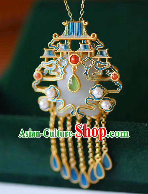 China Handmade Heavenly Southern Gate Necklace Pendant Accessories Traditional Jade Necklet Jewelry