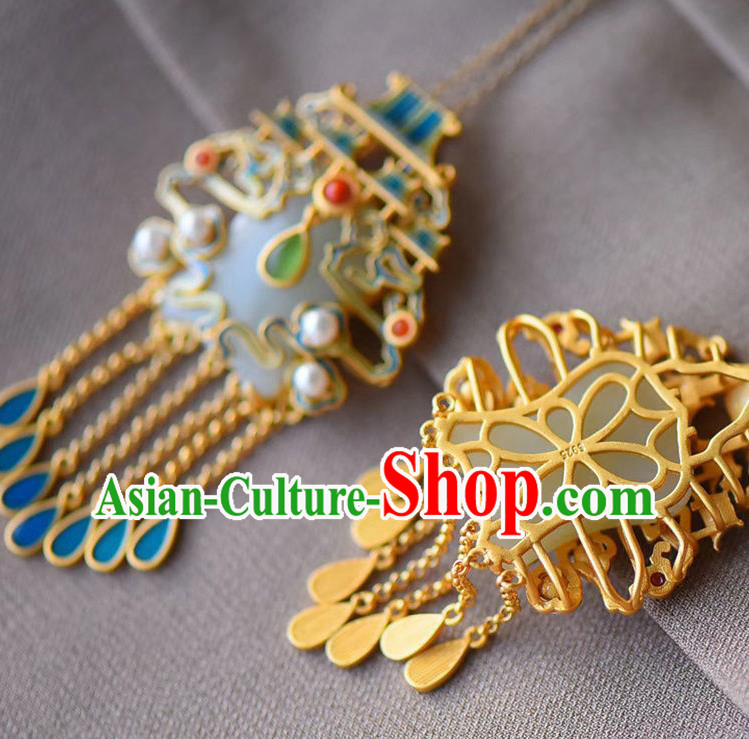 China Handmade Heavenly Southern Gate Necklace Pendant Accessories Traditional Jade Necklet Jewelry