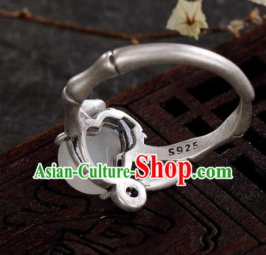 Chinese Handmade Jade Gourd Ring Jewelry Accessories Classical Court Silver Circlet
