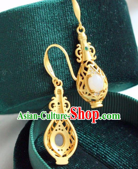 China Traditional Crystal Ear Jewelry Accessories National Cheongsam Golden Vase Earrings