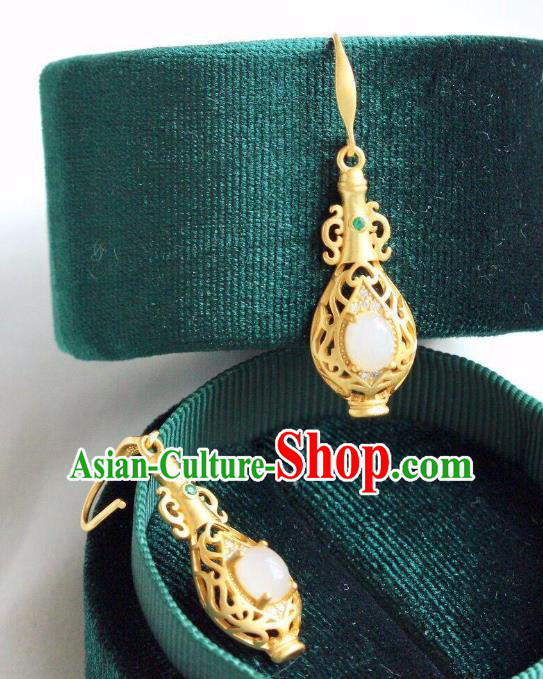 China Traditional Crystal Ear Jewelry Accessories National Cheongsam Golden Vase Earrings