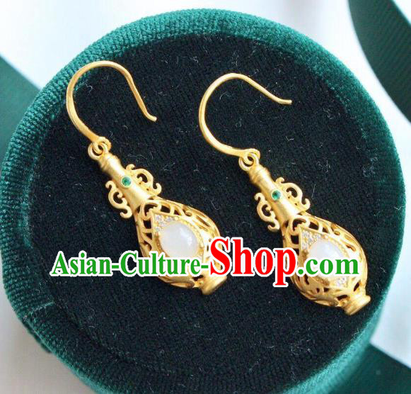 China Traditional Crystal Ear Jewelry Accessories National Cheongsam Golden Vase Earrings