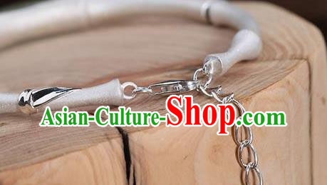 China Handmade Jade Bracelet Accessories Traditional Silver Bamboo Bangle Jewelry