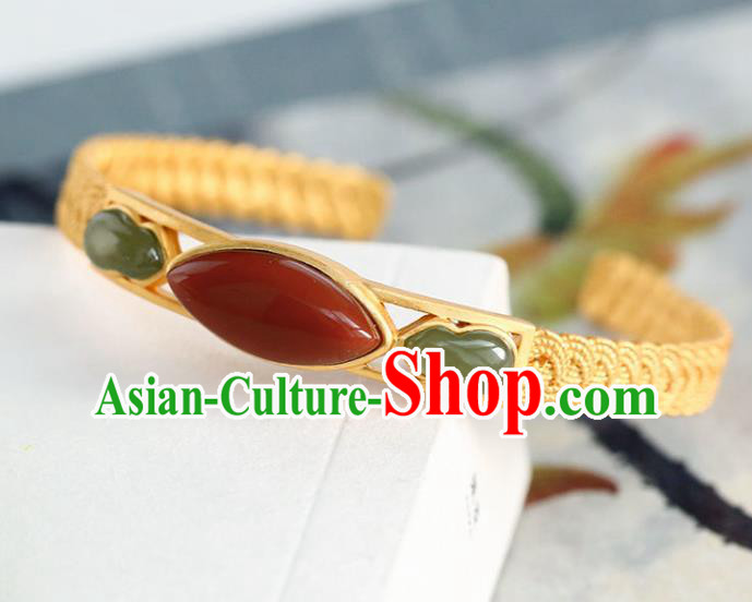 China Handmade Golden Bracelet Accessories Traditional Jade Gourd Bangle Jewelry