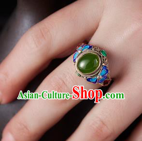 Chinese National Wedding Silver Ring Handmade Jewelry Accessories Classical Qing Dynasty Blueing Circlet
